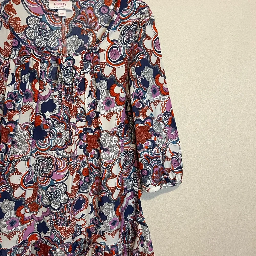 Liberty of London (Target) blue, red, white, lavender Floral Blouse. Size L - Picture 4 of 7